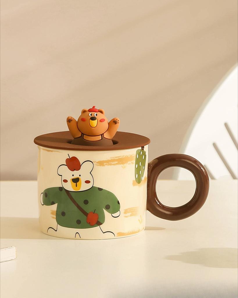 Retro Bear Cup Cute Cartoon Ceramic Cup Niche Mug Coffee Cup Girls Water Cup Cup Gift
