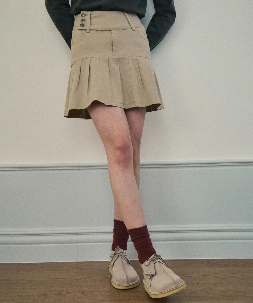 Aueonoseuteljia Twill Cotton Pintuck Skirt_Beige(Oc25-Sk01)