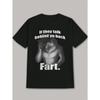 Europäische Größen Humorvolles Schwarzes Herren-T-Shirt mit Wolfsgrafik - "Wenn sie hinter deinem Rücken reden, lass einen fahren" Zitat, Kurzarm, Polyester, Lässige Sommerkleidung