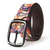 Pure Cowhide Printed Belt, Rainbow Graffiti Genuine Leather Personality European and American Decorative Belt