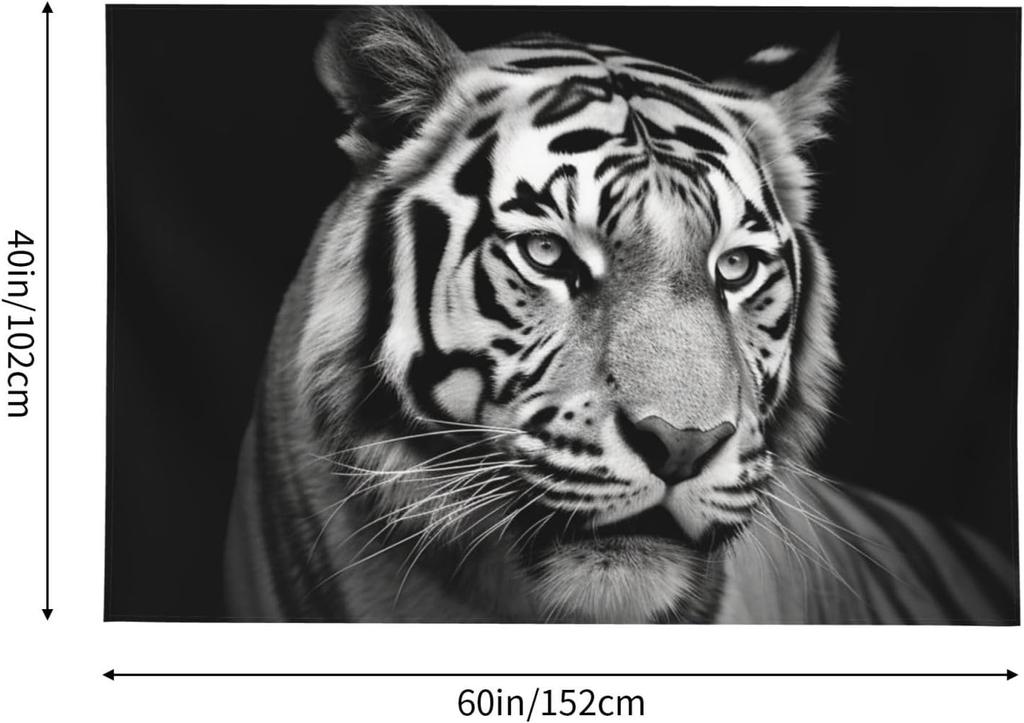 Black And White Tiger Tapestry Wall Hanging Poster For Bedroom Aesthetic Wall Tapestries Banner Modern Wall Art For College Dorm