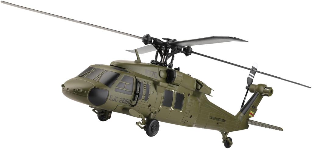 Hitec XK UH-60L K170 Blackhawk Pitch Control, 2.4G, 5CH, Official Japanese Product, Under 100g, Includes Display Stand, Takeoff and Landing Pad,