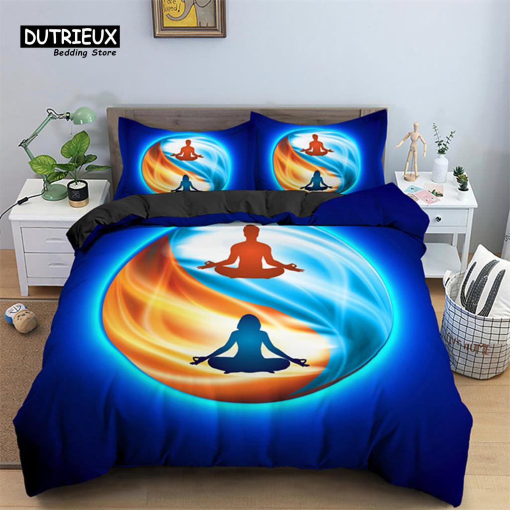 Stylish Soft Yoga Meditation Size Polyester 2 3pcs Lotus Sitting Position With King Queen Comforter