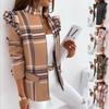 Women's Vintage Casual Lattice Print Autumn Winter Long Sleeve Jackets & Coats