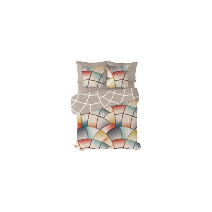 Housse de couette multicolore - DONATELLA - Lucas - 90 cm - Coton - Fermeture à rabat - Motif abstrait