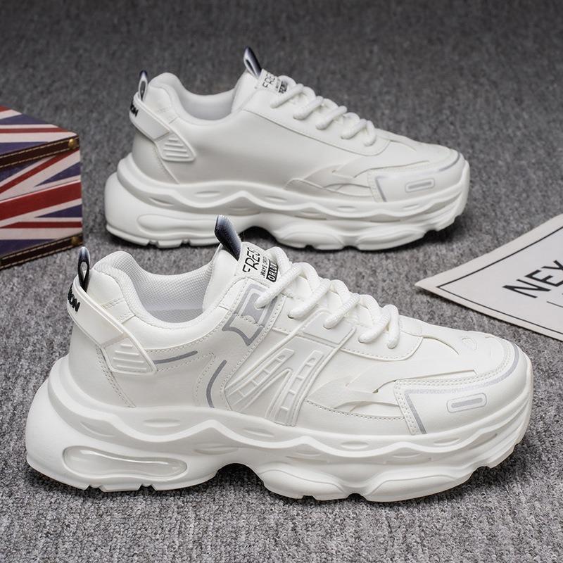 Men's spring new youth breathable sports trendy shoes men's thick-soled versatile casual white shoes