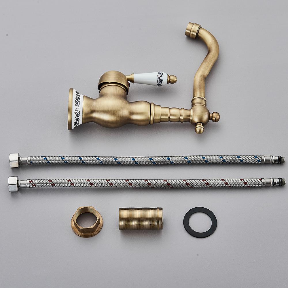 Robinet de baie din alamă antică, cioc rotativ, lavoar, mixer, robinet de baie, bucătărie, robinet de spălat, robinete de bucătărie