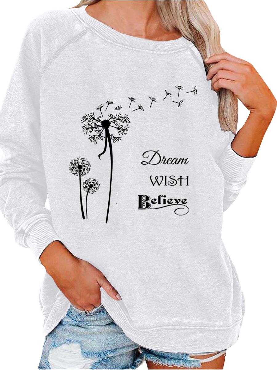 Women s Spring/Fall Sweatshirt Women s Personality Print Top Oversized Pullover Sweatshirt Versatile Sweatshirt S