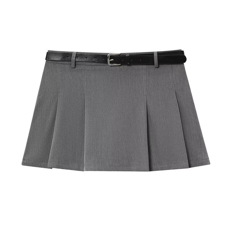 2025 Autumn Women s European & American Style Plaid Skirt Pants with Belt Extra Small