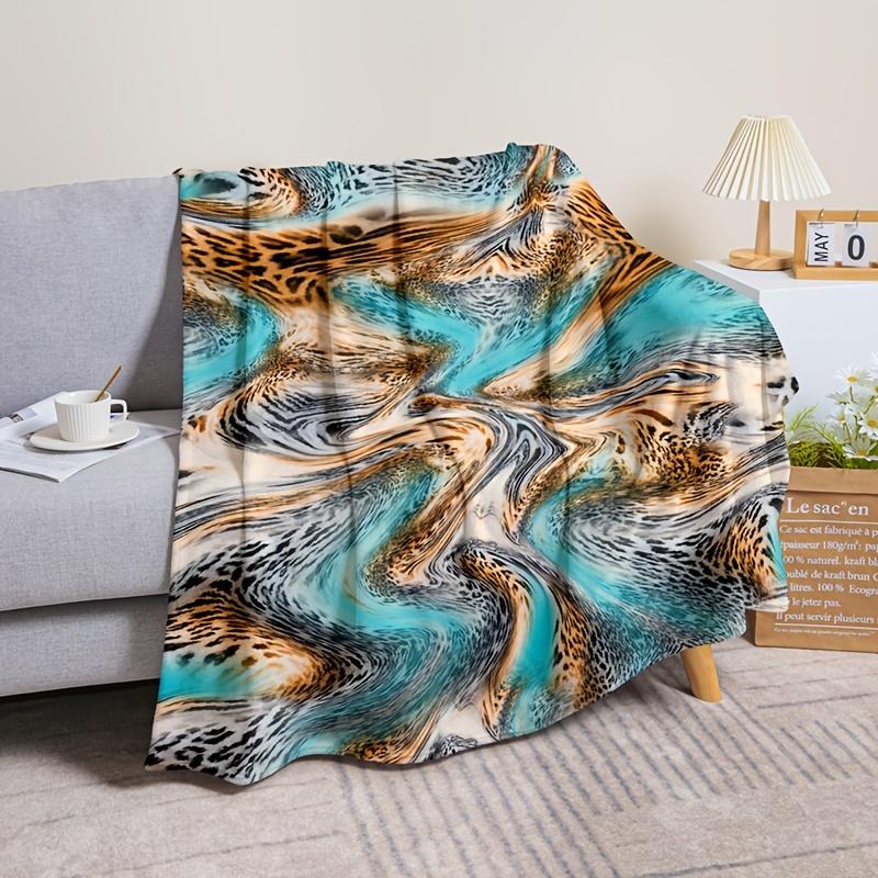 Deformed Leopard Print Blanket Reversible Flannel Throw for Quirky Style AllSeason Comfort Abstract Animal Gift