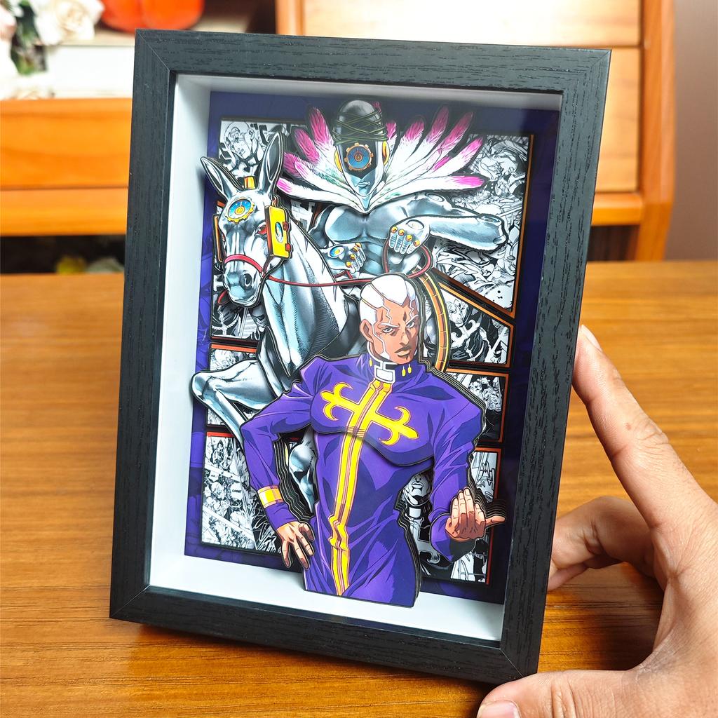 Classic Anime JoJo's Bizarre Adventure 3D Decorative Painting Cartoon Figure Handmade Decorative Picture Frame DesktopDecoration