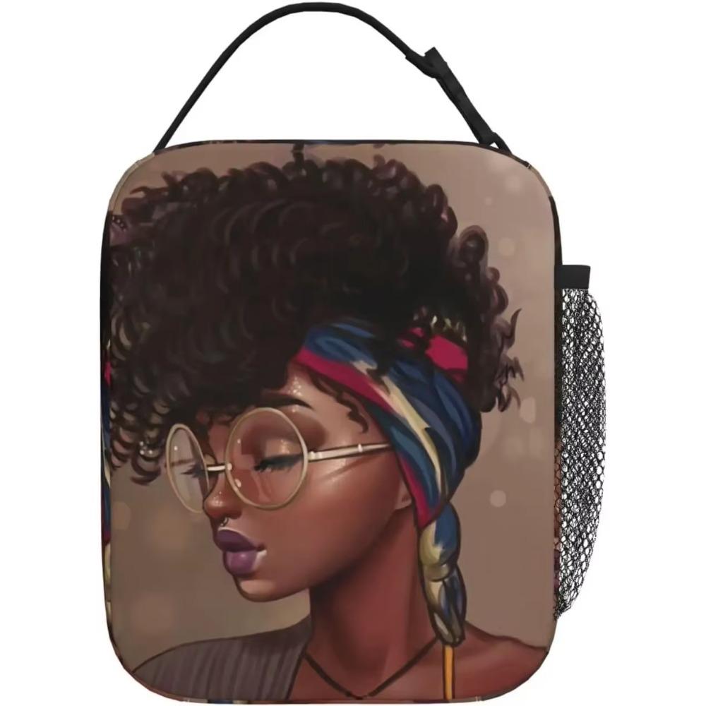 Sac à déjeuner Afro-Américaine Afro Femme Portable Isolé Boîte à Lunch Femmes Réutilisable Thermique Sacs Bento pour Voyage Pique-Nique Travail