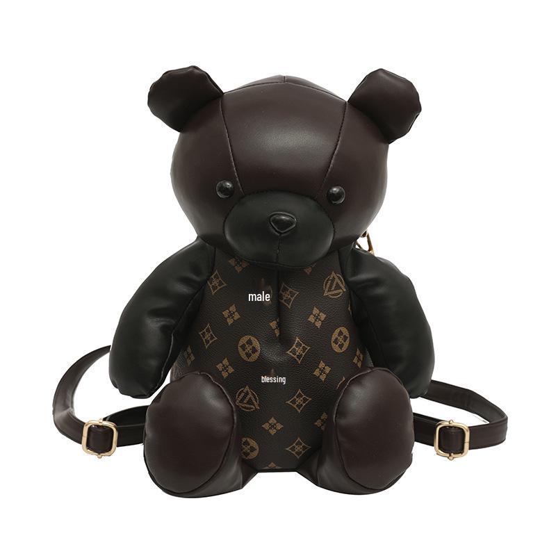 

Large Capacity Korean-Style Bear Backpack: Convertible Single-Shoulder Schoolbag for Junior High and High School Girls кофейный