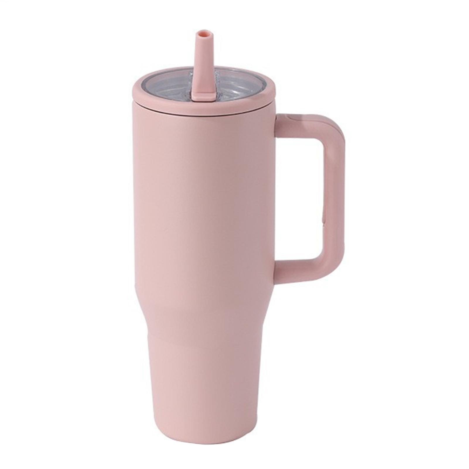 

40oz Thermal Mug With Handle Insulated Long Straw Tumbler With Lids 304 Stainless Steel Coffee Tumbler Termos Cup for Travel Mug 1200ml рожевий