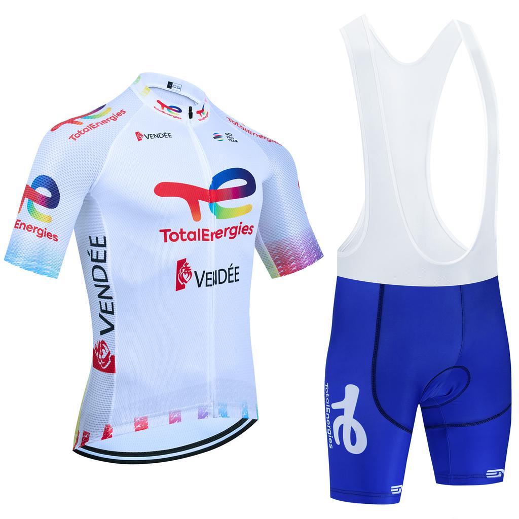 New 2025 TOTAL Cycling Jersey White Bike Maillot Pants Set UAE Team Quick Dry Ropa Ciclismo  Summer Pro Bicycle T-Shirt Clothing