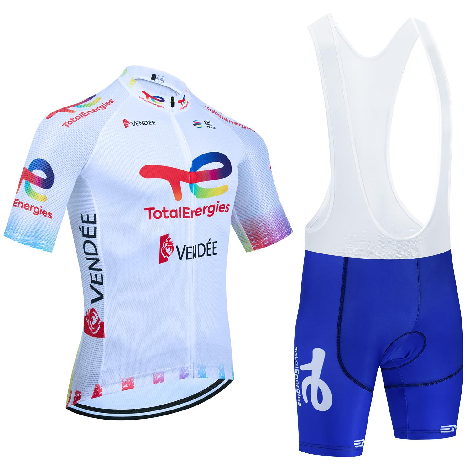 Neues 2025 TOTAL Radtrikot Weißes Fahrrad Maillot Hosen Set UAE Team Schnelltrocknend Ropa Ciclismo Sommer Pro Fahrrad T-Shirt Kleidung M blau