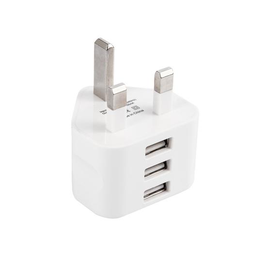 

Travel Home Portable QC 3 36925 USB Fast Charging Wall Charger Power Adapter UK Plug Three USB Ports білий