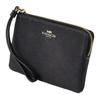Coach Corner Zip 16 Metal Logo Zip Closure Faux Leather Wristlet Women Wristlet Black CV396-IMBLK