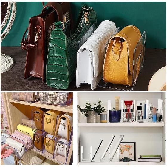 4Pack Clear Acrylic File Sorter, 4 Large Slots Desk Organizer, Desktop File Folder Holder Organizer, Office Storage Stand Rack for Book, Purse,