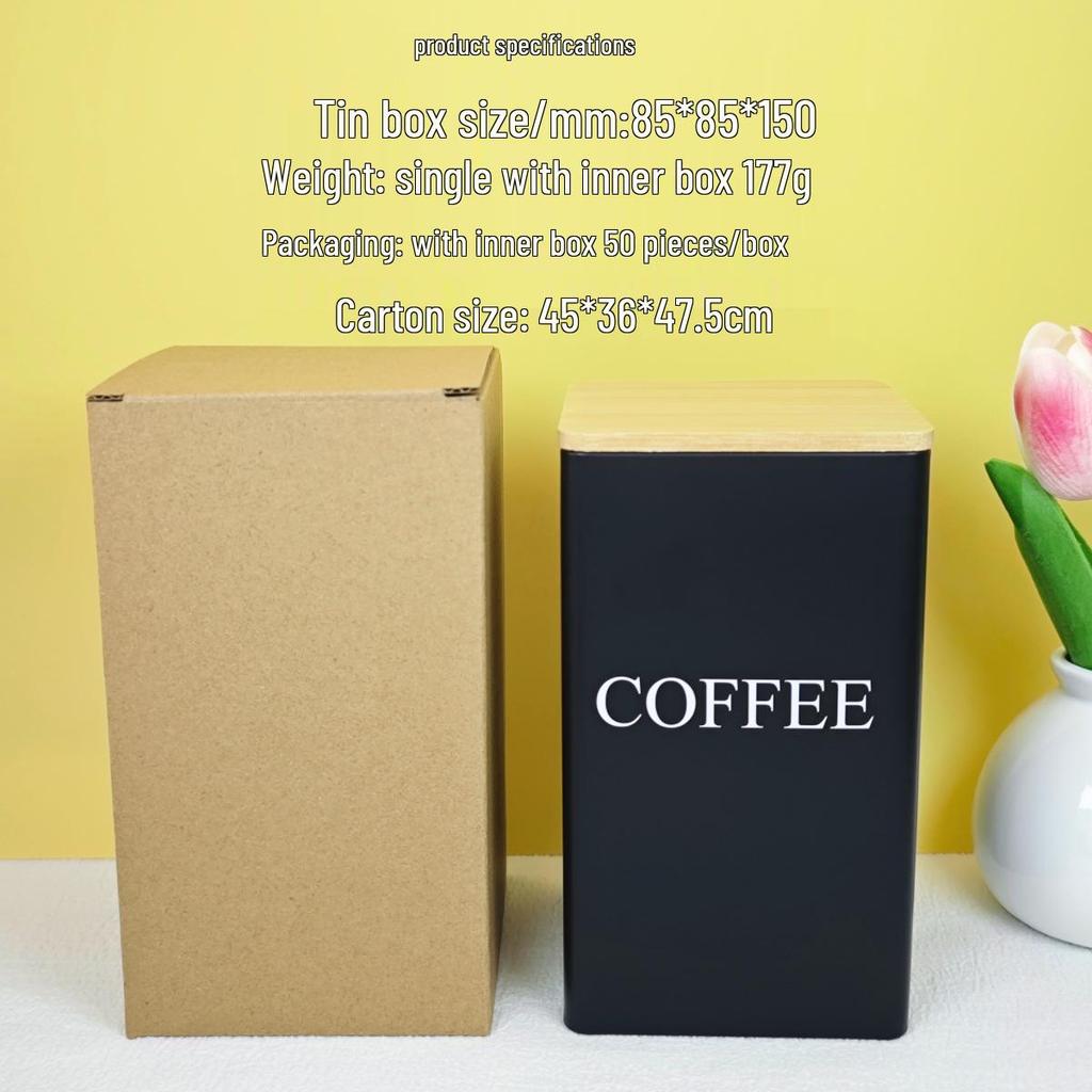 Elegant Bamboo & Wood Lid Tea Caddy, Tinplate Storage Box, Moisture-Proof Sealed Jar for Coffee Beans & Candy.