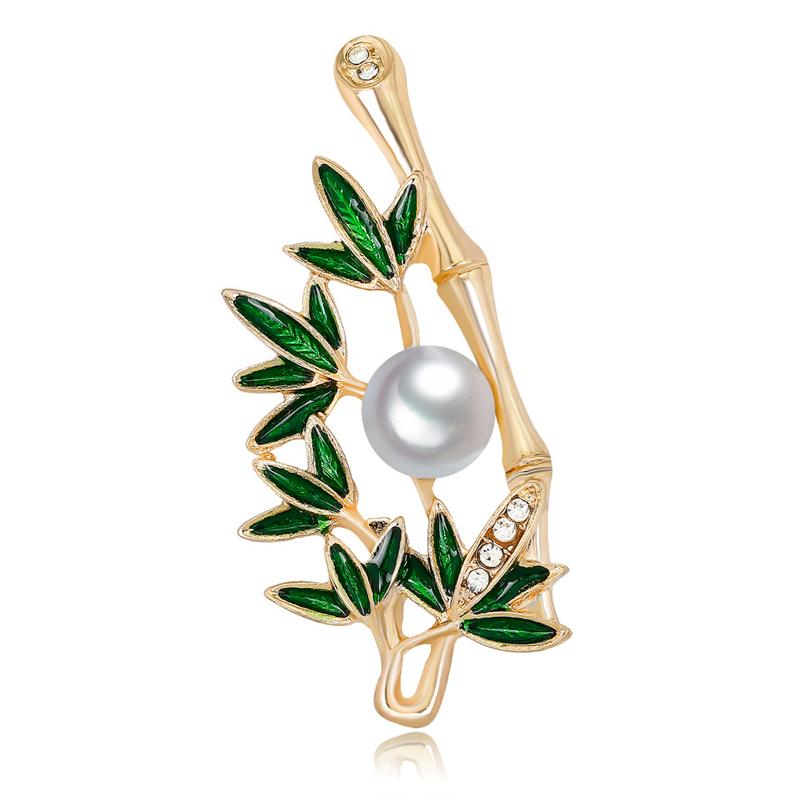 

Креативные бамбуковые броши для женщин, брошь-листья со стразами, булавки, украшения для банкета и вечеринки, брошь