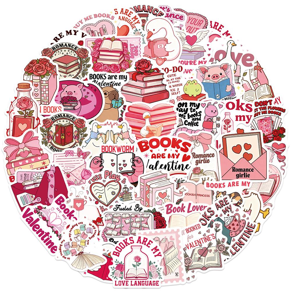 10/30/50pcs Kawaii Cartoon Valentines Day Bookish Stickers Decals DIY Notebook Laptop Phone Case Diary Bike Decoration Sticker