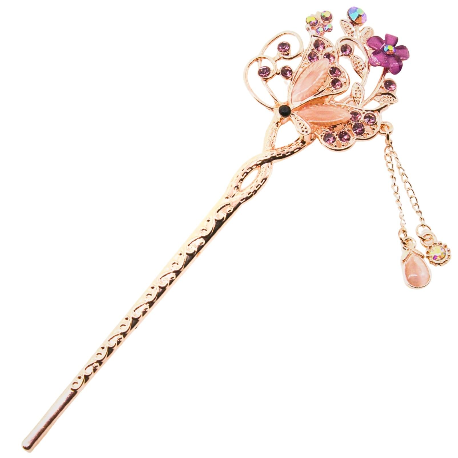 

[MiaoMiao] Kanzashi (Hairpin) - Single Hairpin for Japanese Traditional Clothing (Tomesode, Kimono, Yukata) - Metal, Antique Style, Butterfly,