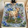 Flower Border Goat Hedgehog Print Flannel Blanket High Quality Comfortable for All Seasons Home Decor Warmth and Comfort Perfect for Christmas Gifts