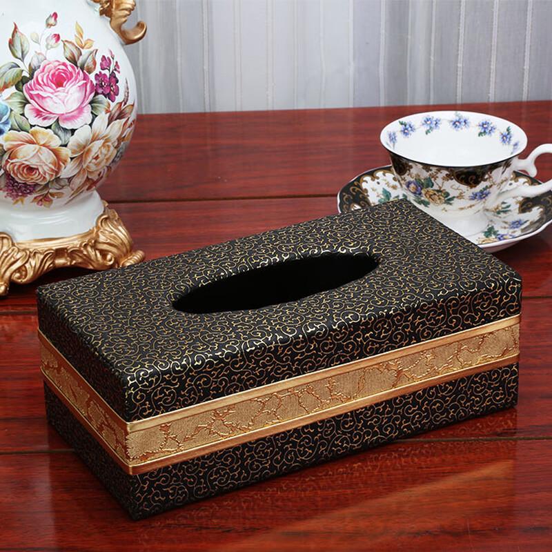 Cmaos European Style Leather Carved Tissue Box