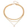European & American Influencer Fashion Necklace: 18K Gold Stainless Steel Four-Layer Chain with Diamond Pendant.