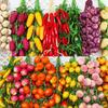Farmhouse Decor: Simulation Fruit & Veggie Skewers - Hanging Ornaments with Fake Garlic, Corn & Peppers