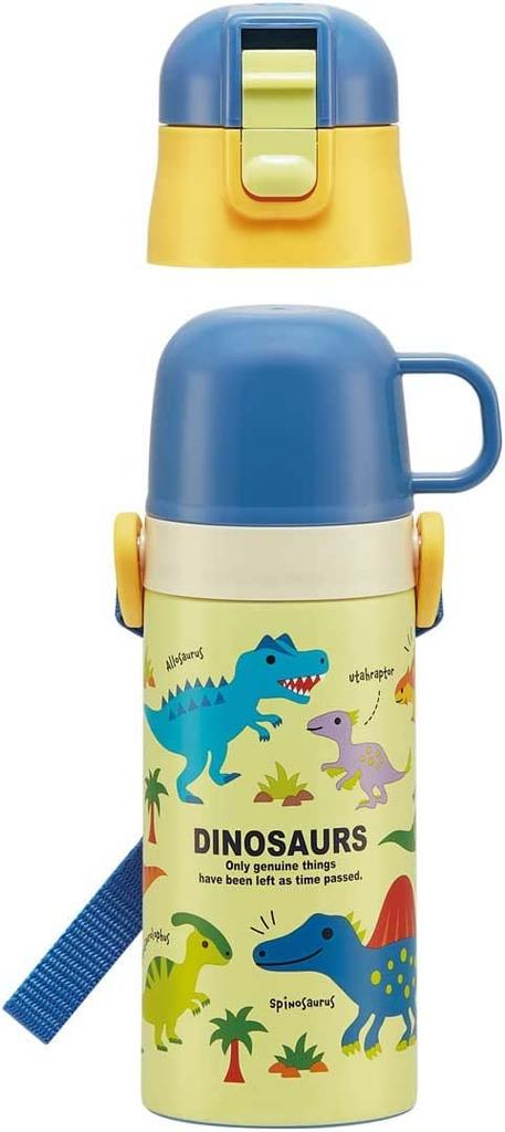 Skater Stainless Steel Water Bottle 2way Direct Drinking 420ml Cup Drinking 350ml Dinosaur Picture Lightweight Type Boys Dinosaur Small Capacity Type