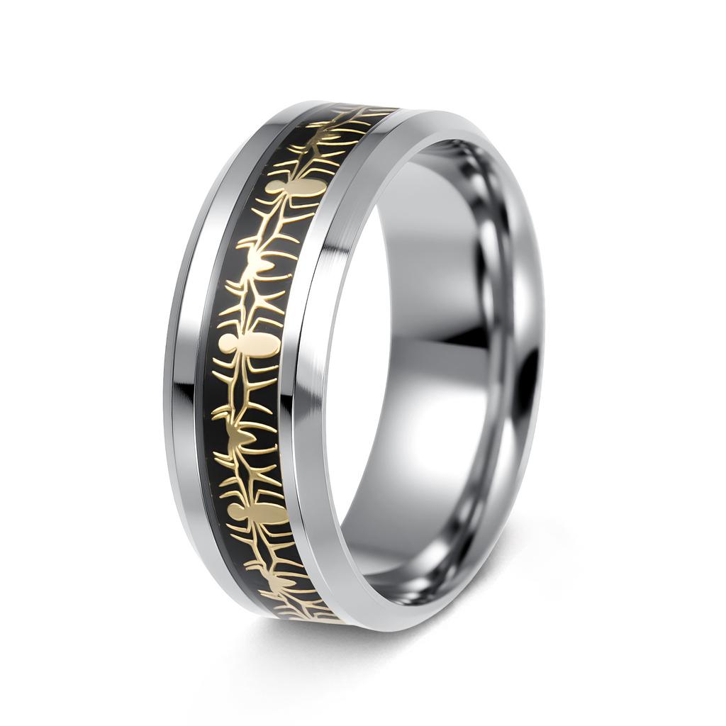 Men's Stainless Steel Ring European and American Jewelry New Men's Ring Spider Pattern Jewelry