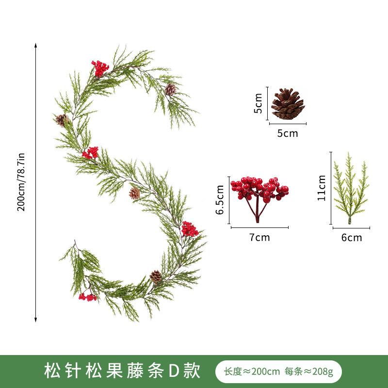 Рождественские украшения, искусственный красный фруктовый ротанг, сосновые иголки, сосновые шишки, свадебный дом, кухонное украшение, виноградная лоза, рождественский ротанг