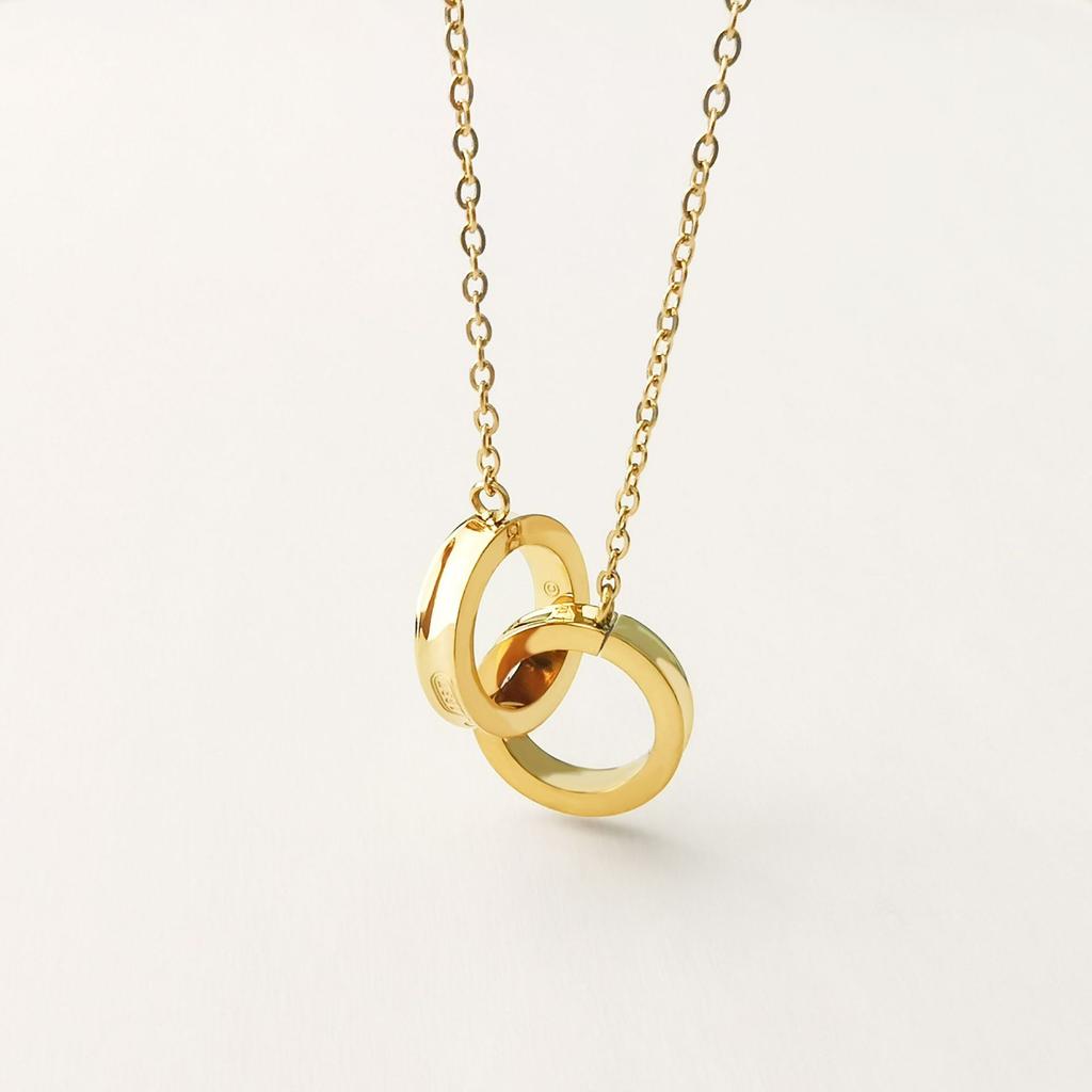 2026 Classic Double Ring Necklace, Double T Necklace Vacuum, Just Intercolor Pendant Simple and Fashionable