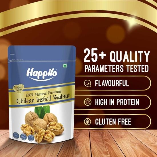 Happilo Premium International Chilean Inshell Walnuts, Fresh and Natural Dry Fruit for Snacking & Baking, 500 G