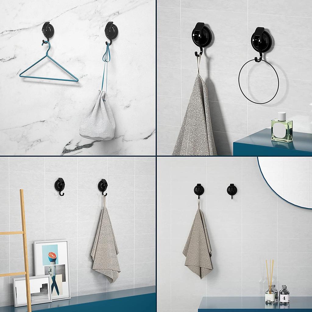 Suction Cup Hooks 2 Pack Matte Black Heavy Duty Wall Hanger Hooks