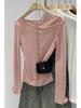 Korean Style Pink Draping Collar Knit Top for Women - Autumn/Winter 2025 New Arrival