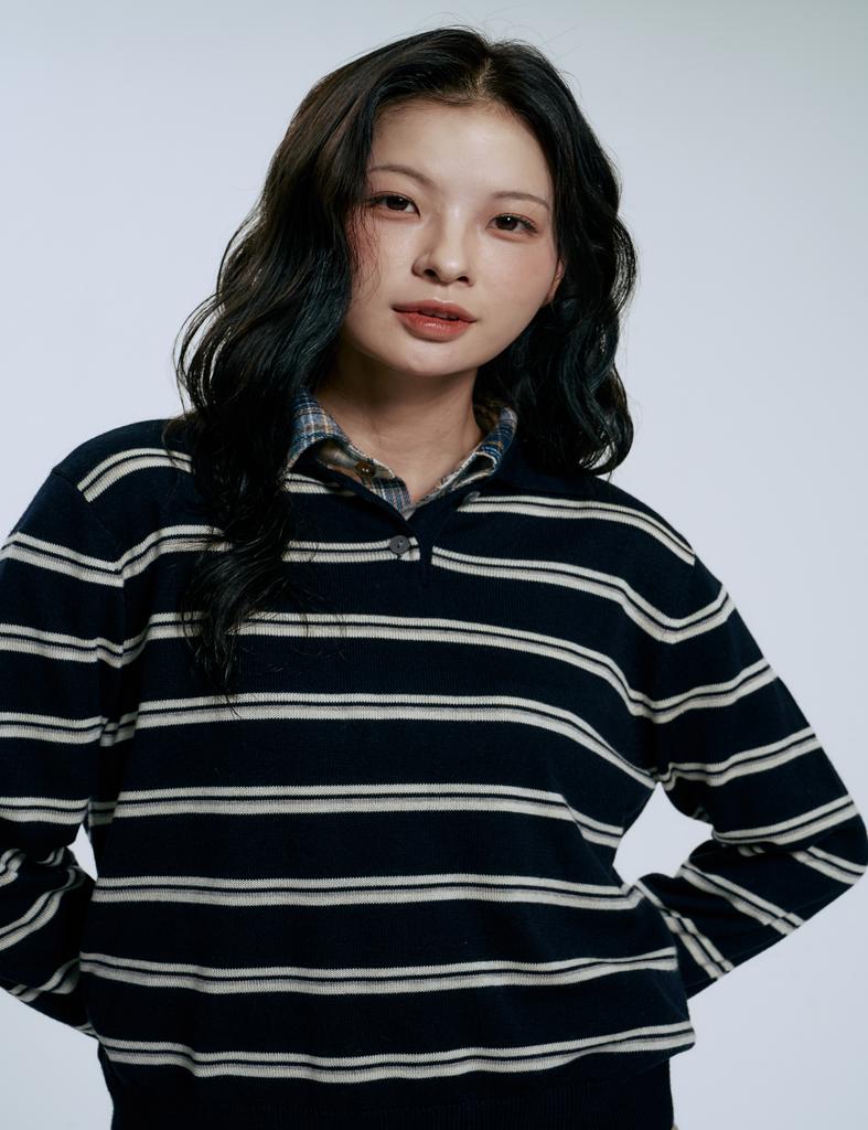 CLEVER FIELD Academy Striped Collared Knit_Black
