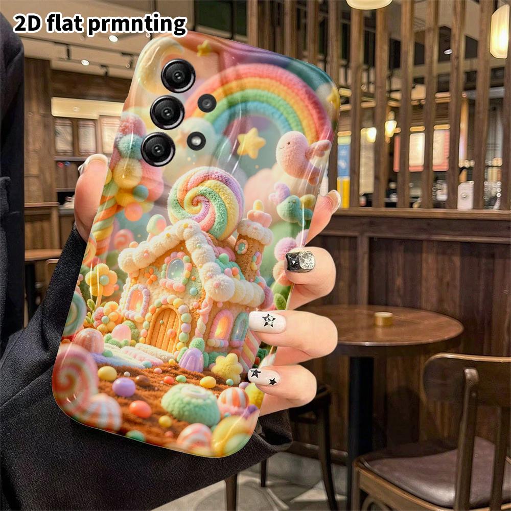 Phone Case: 2D flat, suitable for Samsung Galaxy A34 A35 M05 M06 S20 S22 S21 FE Plus 5G protective case, candy gingerbread house, perfect Christmas an