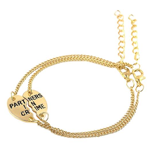 2 Pcs Women Bracelet Cute Jewelry Gift Alloy Partners Love Heart Bangle for Party
