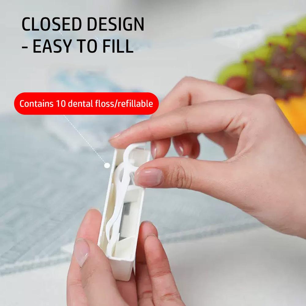 1 Piece - Automatic Pop-up Dental Floss Box - Mini and Convenient Refillable - Interdental Cleaning Tool - Essential for Travel