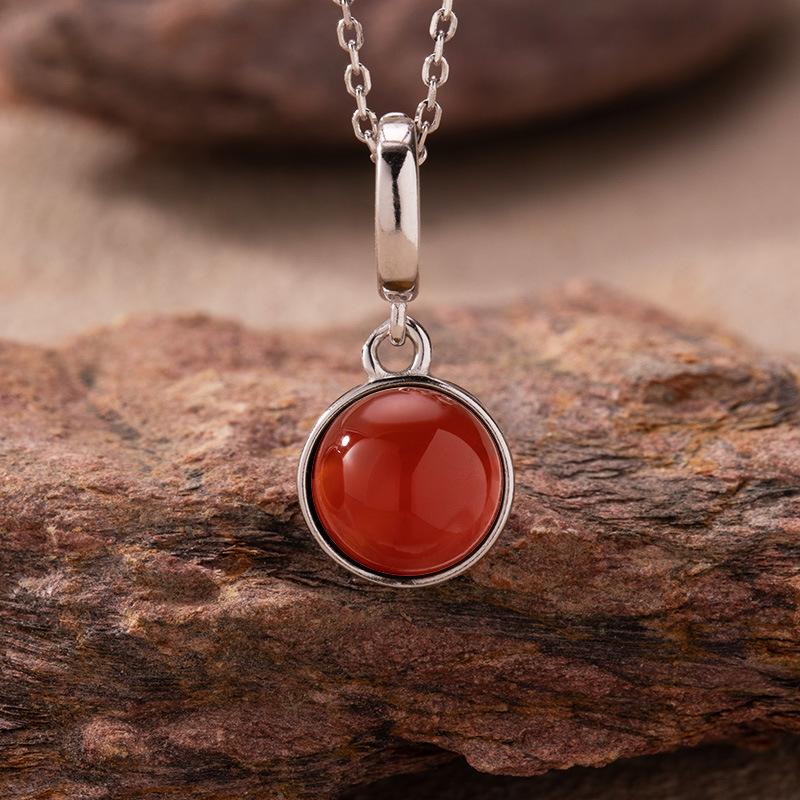 Minimalist Style Natural Hetian Jade Tiger Eye Blue Gold Agate Colored Treasure Pendant Necklace Women'S S925 Sterling Silver New Earrings