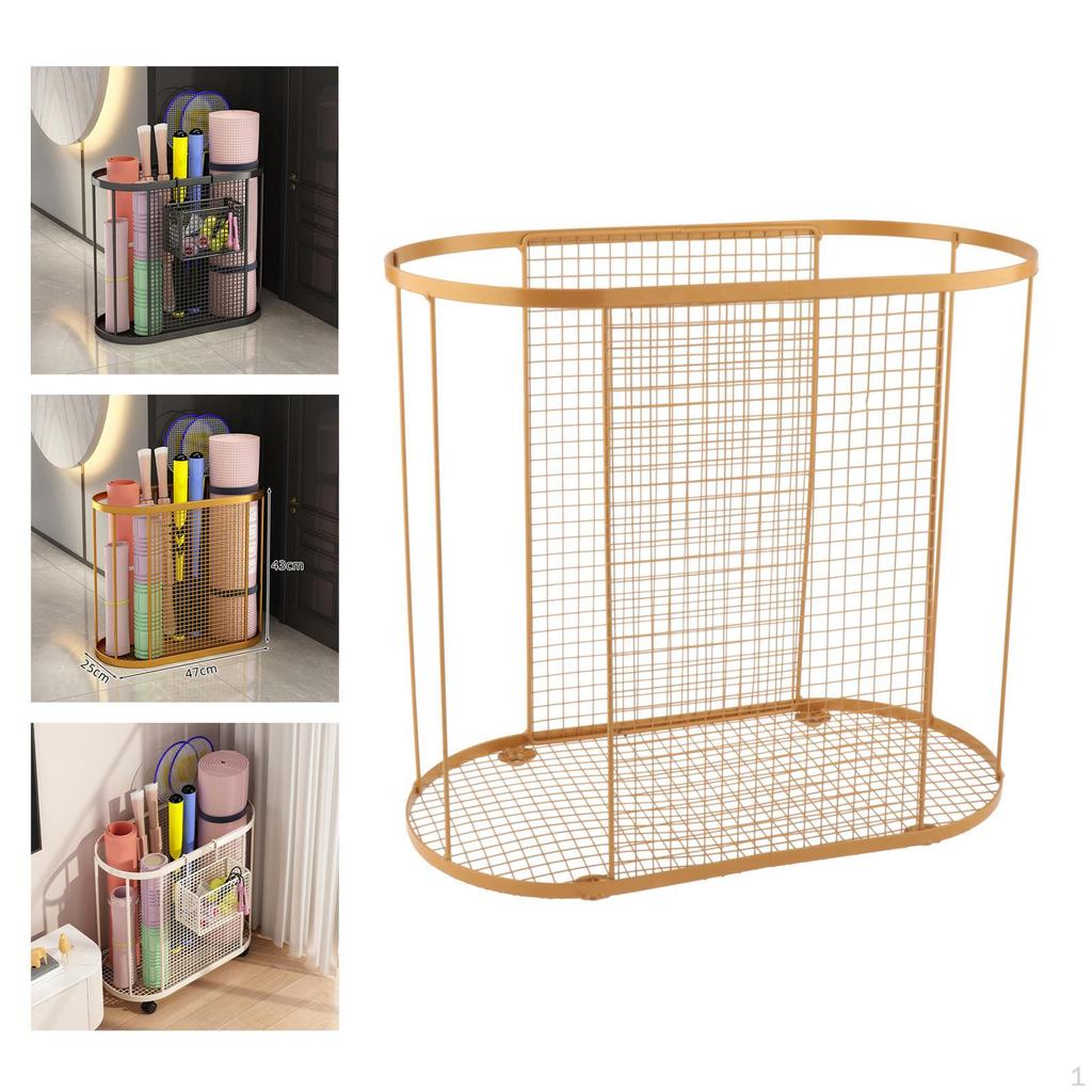 Porta Tappetino Rastrelliera Cesto Portaoggetti, Organizer Fitness, Organizer Palestra Domestica per