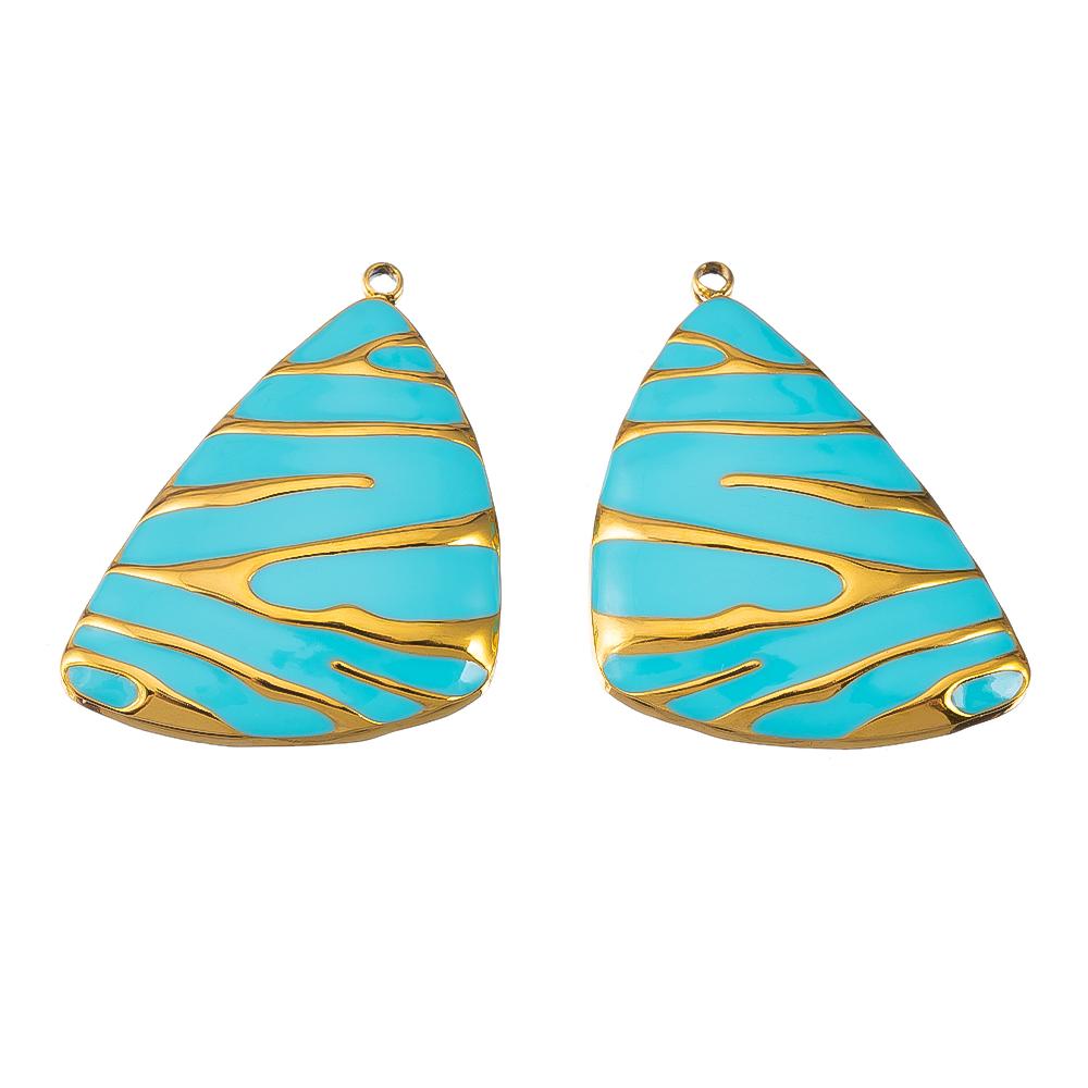 

2pcs Stainless Steel Colorful Enamel Triangle Irregular Shell Shape with Tiger Stripe Charm for Necklace Earrings Jewelry Making 2pcs синий