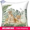 Tropical Green Leaf Pillowcase Animal Print Pillowcase Giraffe Zebra Cushion Cover