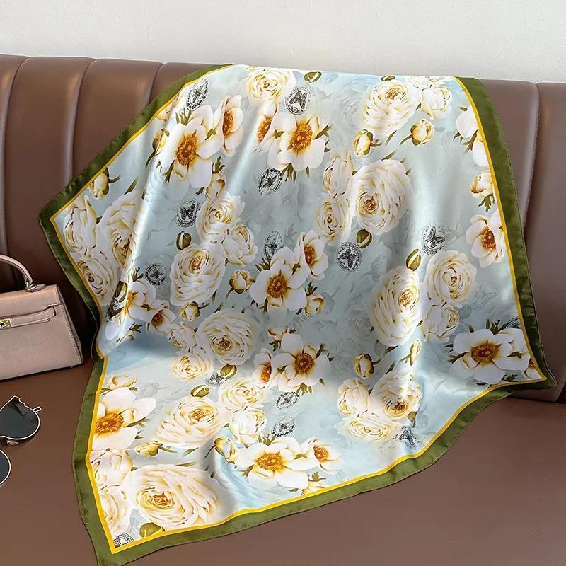 Fashion Scarves for Women Shawl Horse Print Silk Satin Hijab Scarf Female 70*70cm Luxury Brand Square Shawls Scarfs For Ladies