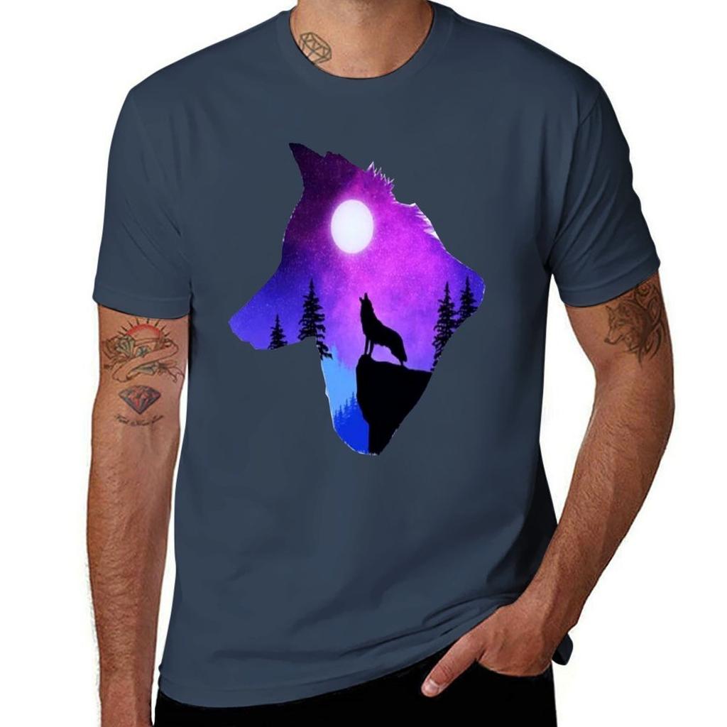 Wolf Howling At The Moon Inside A Wolf Fantasy Art Tshirt Modern Print Casual Tshirt
