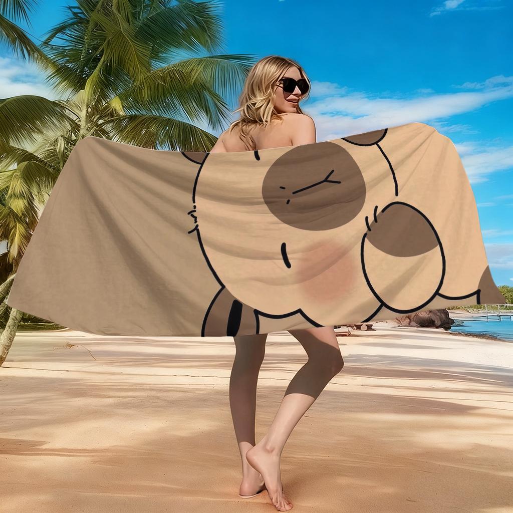 Capybara Cartoon Strandtuch Schnelltrocknend Klein bis Groß Handtuch Geeignet für Strand Yoga Fitnessstudio Pool Sommer Lustiges Geschenk für Freunde