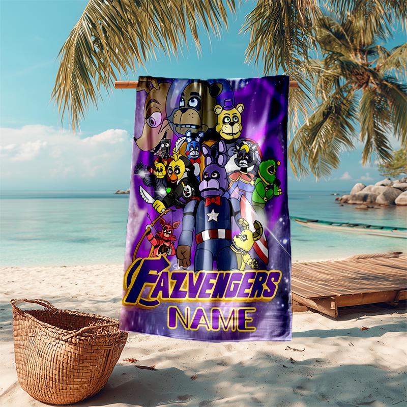 Personalized Customized Proof Beach Towel with Five Nights At Freddy's Pattern - Soft, Absorbent, Quick-drying, Perfect Swimming, Camping&bathing